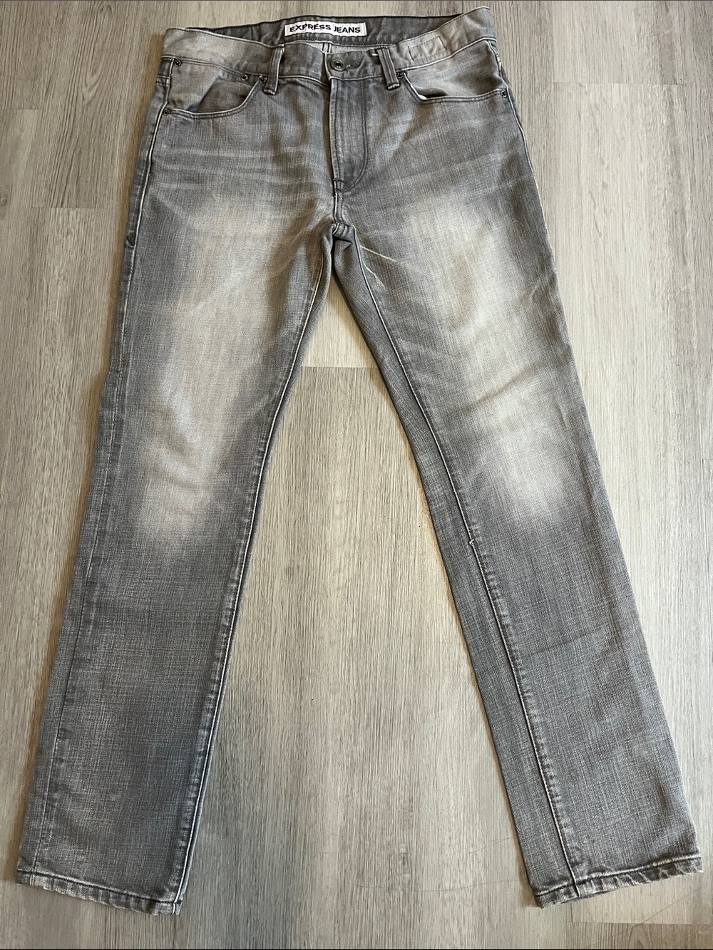 Express Men’s Slim Straight Faded Gray Jeans